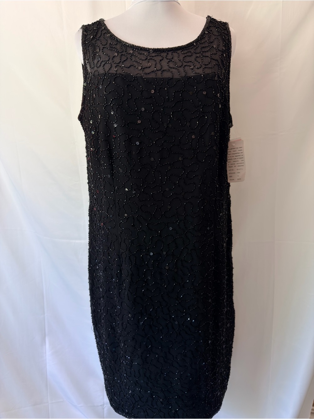 JMD New York Black Beaded Sleeveless Shift Dress